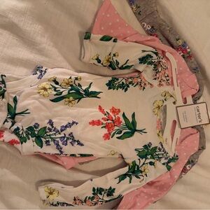 Carter's Multicolor Floral Long Sleeve Onesie size 3 months set of 3